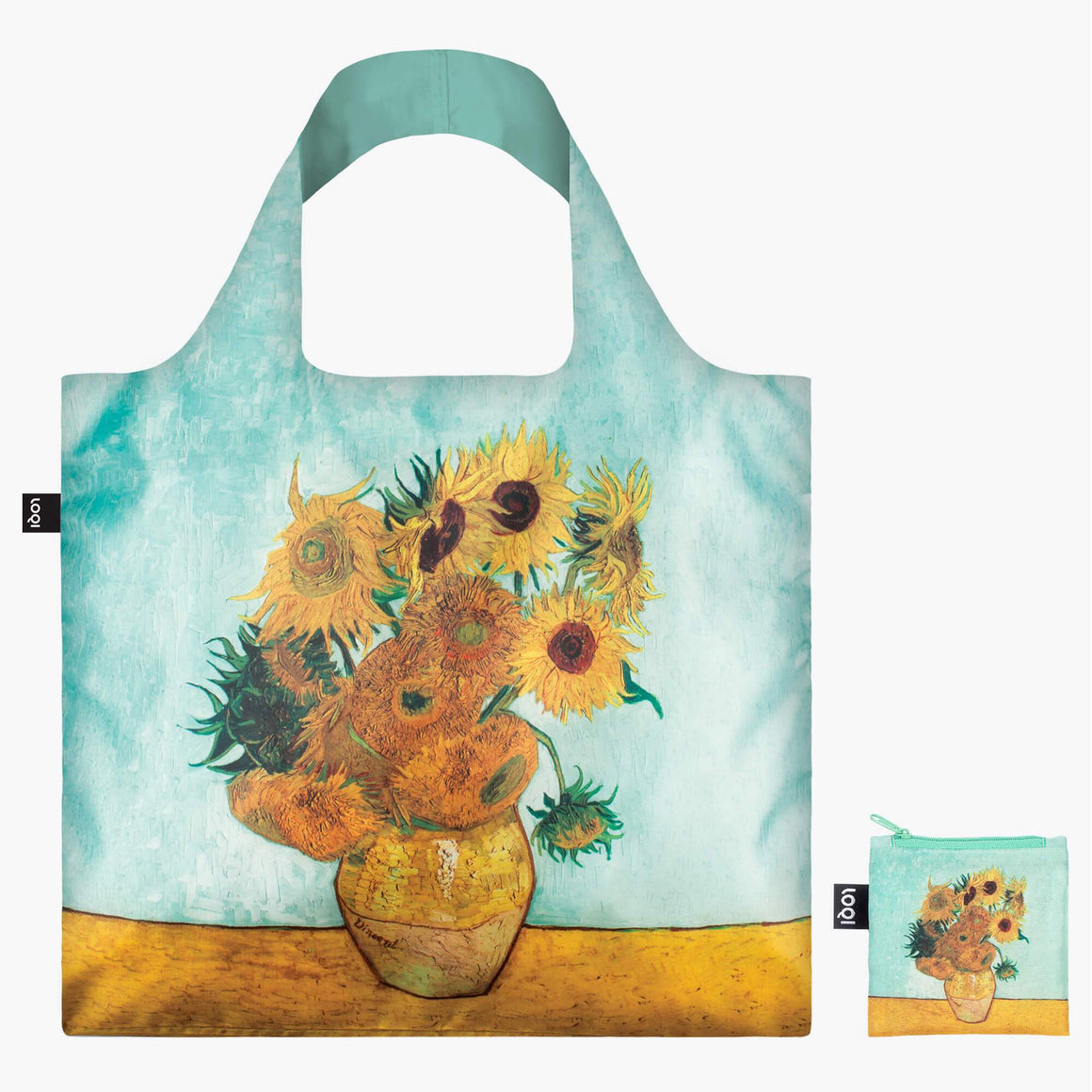 Vincent Van Gosh LOQI Vase with Sunflowers Recycled Tote Shopping Bag