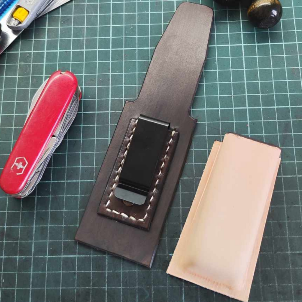 Handmade Leather Belt Clip Knife Sheath for Swiss Champ Knife